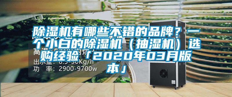 除濕機有哪些不錯的品牌？一個小白的除濕機（抽濕機）選購經(jīng)驗「2020年03月版本」